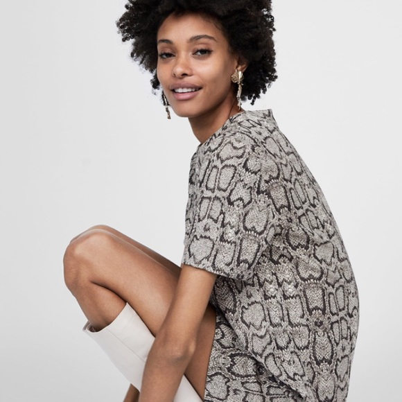 NWT Zara Snakeskin Jacquard Print Dress - Picture 3 of 8
